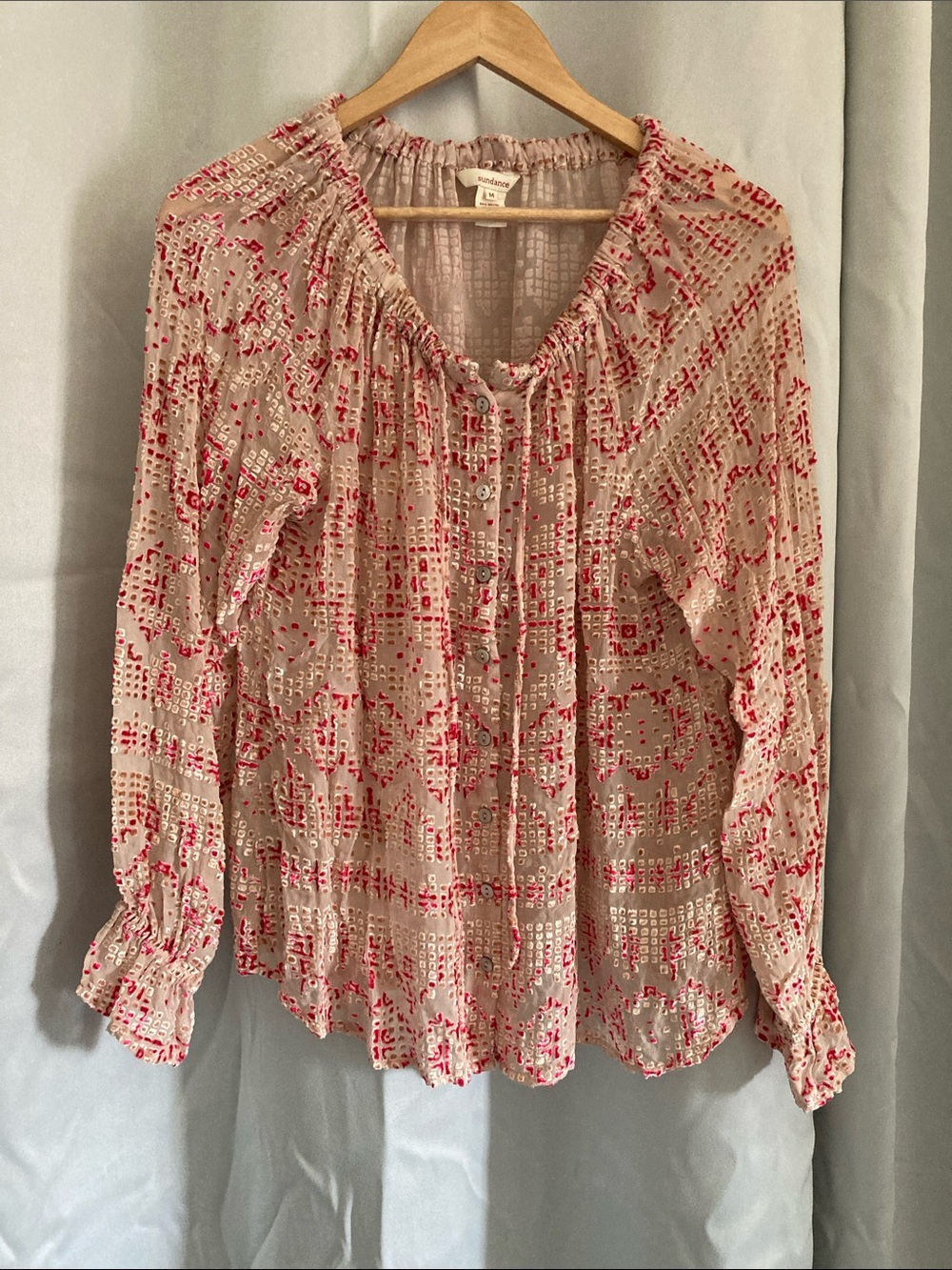 Sundance blush button down with Pink burn-out velour